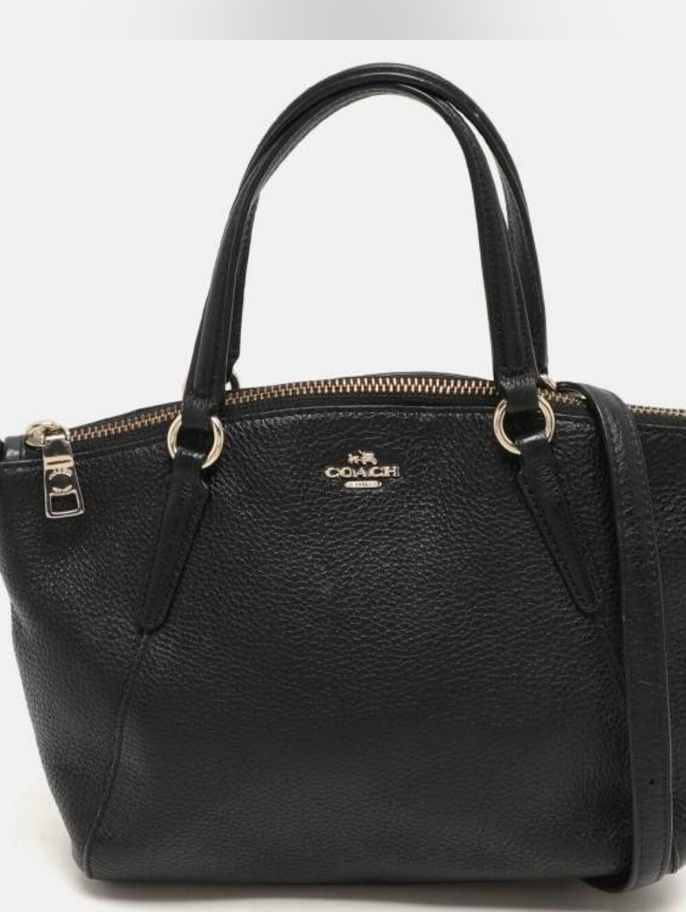 Coach Kelsey Black Pebbled Leather Bag with Gold Hardware